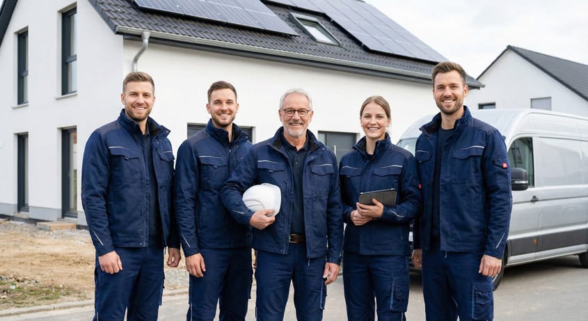 Elektriker Notdienst Team arbeitet in Essen bei Stromausfall, Kurzschluss und Elektroinstallationen